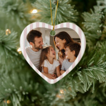 Personalizado Preppy Listrado Família Foto Coração