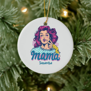 Ornamento De Cerâmica Personalizado Retro Mama Pop Art (11)