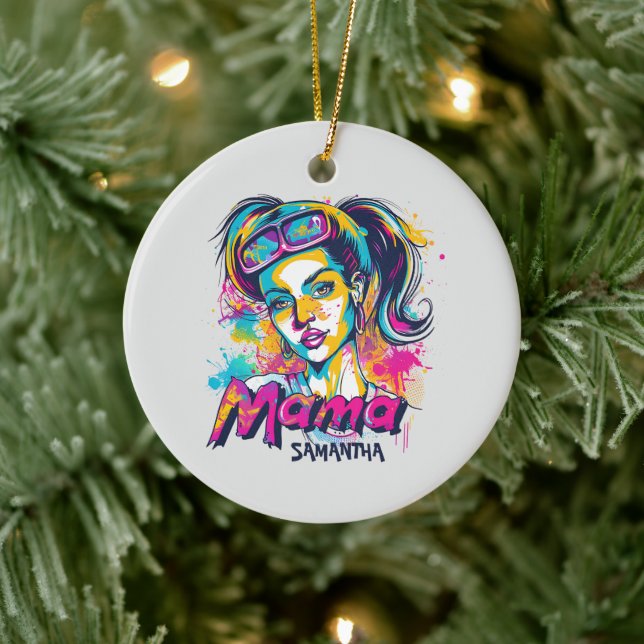 Ornamento De Cerâmica Personalizado Retro Mama Pop Art (18) (Árvore)