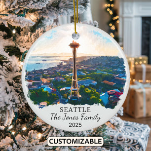 Ornamento De Cerâmica Personalizado Seattle Ornament, Estado de Washingt