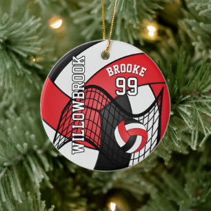Ornamento De Cerâmica Personalizado - Vermelho, Branco e Preto - 🏐 de