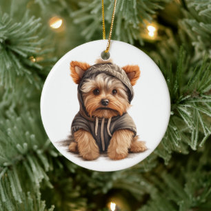 Ornamento De Cerâmica Personalizado Yorkshire Terrier Dog Art