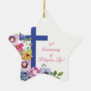 Ornamento De Cerâmica Personalizar, 30 Aniversário Nun Vida Religiosa