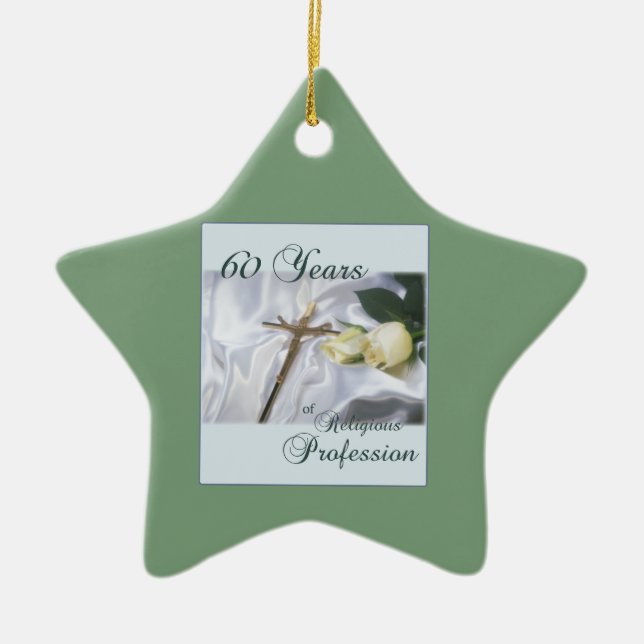 Ornamento De Cerâmica Personalizar, 60 anos de profissão religiosa (Frente)