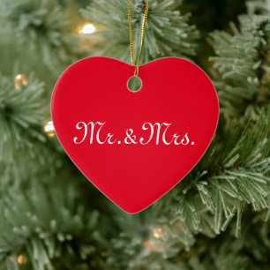 Ornamento De Cerâmica Personalizar com branco de monograma de casal inic