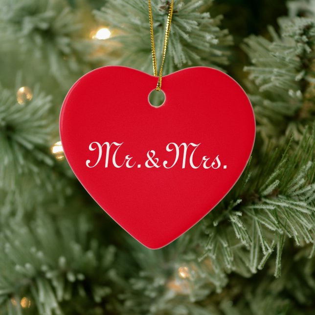 Ornamento De Cerâmica Personalizar com branco de monograma de casal inic (Árvore)