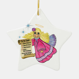 Ornamento De Cerâmica Personalizar esta pequena lista de anjo a fazer