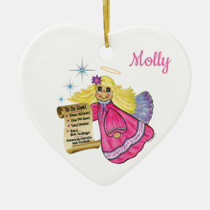 Ornamento De Cerâmica Personalizar esta pequena lista de anjo a fazer