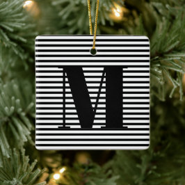 Ornamento De Cerâmica Personalizar faixas iniciais do monograma no Natal
