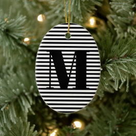 Ornamento De Cerâmica Personalizar faixas iniciais do monograma no Natal