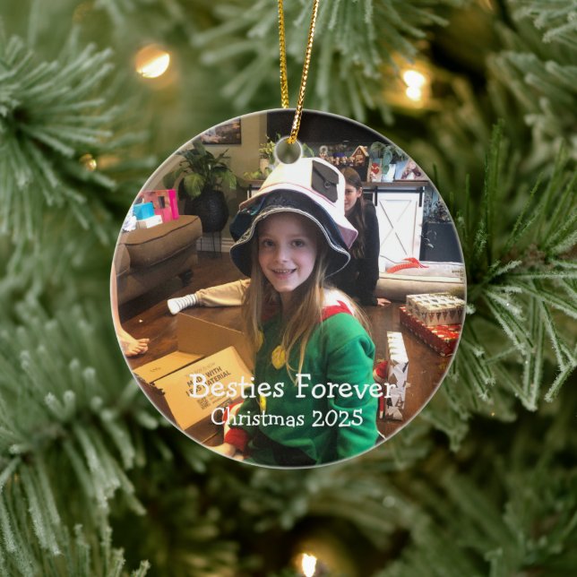 Ornamento De Cerâmica Personalizar fotos divertidas 2024 (Árvore)