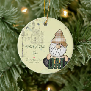 Ornamento De Cerâmica Personalizar Gnome do Pai Presente de Pai Vintag