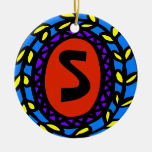 Ornamento De Cerâmica Personalizar Inicial, Alterar Texto