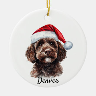 Ornamento De Cerâmica Personalizar Labradoodle