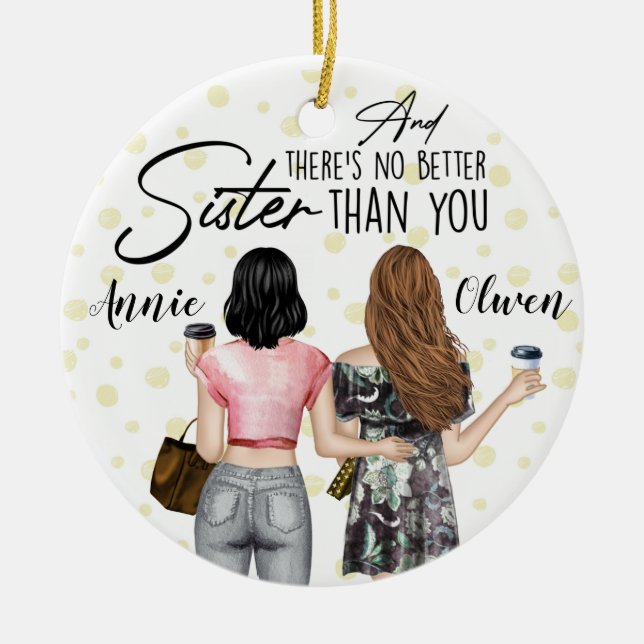 Ornamento De Cerâmica Personalizar melhores amigos (Frente)