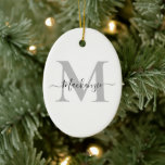 Ornamento De Cerâmica Personalizar Monograma Nome Inicial Oval<br><div class="desc">Personalize este Monograma Nome Inicial de Cerâmica. Edite-o para adicionar uma cor de fundo, alterar a fonte ou cor do texto ou adicionar uma fotografia ou trabalho de arte. Entre em contato com a Sandy em admin@giftsyoutreasure.com</div>