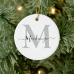 Ornamento De Cerâmica Personalizar Nome Inicial do Monograma<br><div class="desc">Personalize este Monograma Nome Inicial de Cerâmica. Edite-o para adicionar uma cor de fundo, alterar a fonte ou cor do texto ou adicionar uma fotografia ou trabalho de arte. Entre em contato com a Sandy em admin@giftsyoutreasure.com</div>
