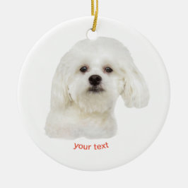 Ornamento De Cerâmica Personalizar o cachorrinho Maltês branco