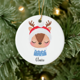 Ornamento De Cerâmica Personalizar o rosto da Reinadora de Sono de Natal