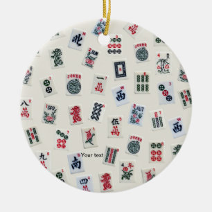 Ornamento De Cerâmica Personalizar símbolos de azulejos Mah Jongg design