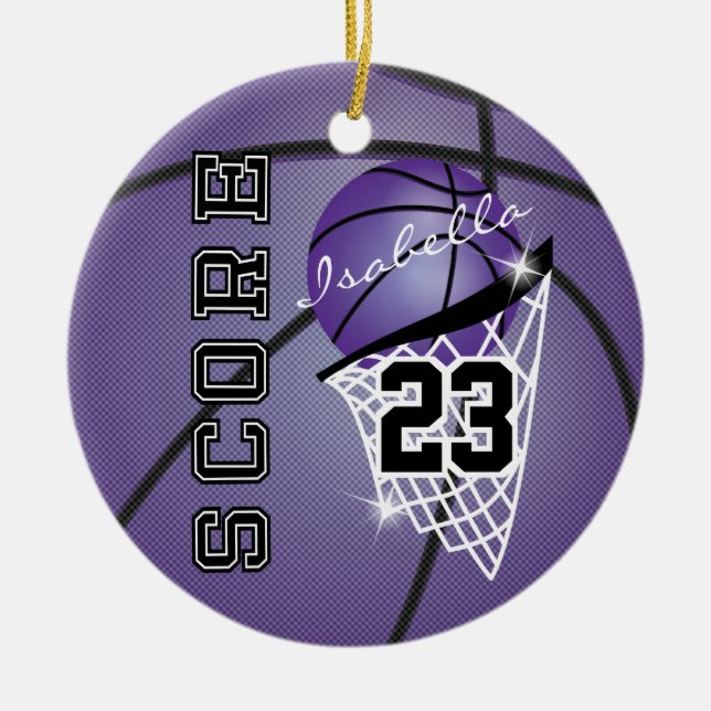 Ornamento De Cerâmica Personalizar Superstar Basquete - Roxo (Frente)