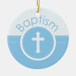 Ornamento De Cerâmica Personalizável, Menino Azul Filho de Deus Batismo