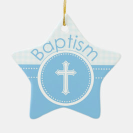 Ornamento De Cerâmica Personalizável, Menino Azul Filho de Deus Batismo