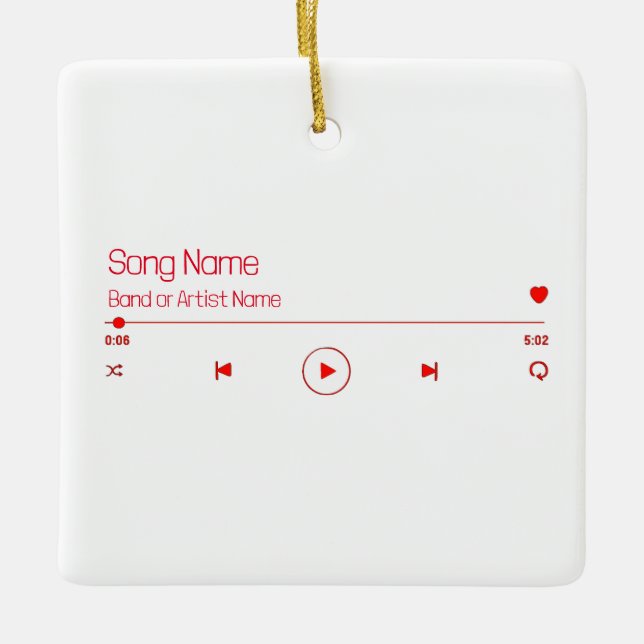 Ornamento De Cerâmica Personalizável Sua Música Favorita (Frente)