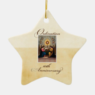 Ornamento De Cerâmica Personalize, 10ns anjos do aniversário da