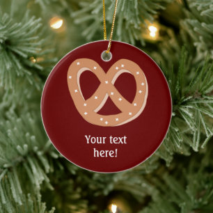 Ornamento De Cerâmica Personalize este gráfico do nó do pretzel
