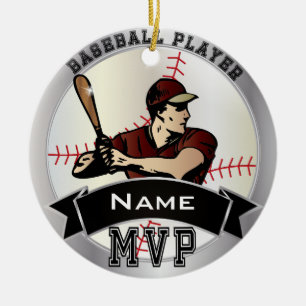 Ornamento De Cerâmica Personalize o basebol do MVP
