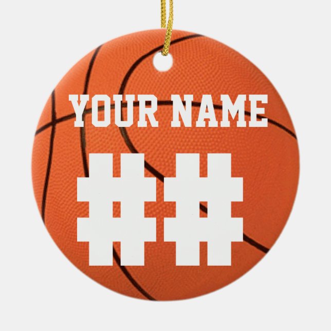 Ornamento De Cerâmica Personalize-o, basquetebol (Frente)
