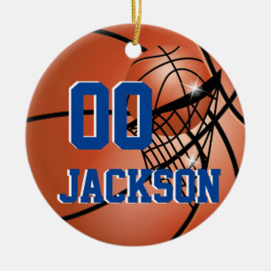 Ornamento De Cerâmica Personalize o basquetebol super do jogador da