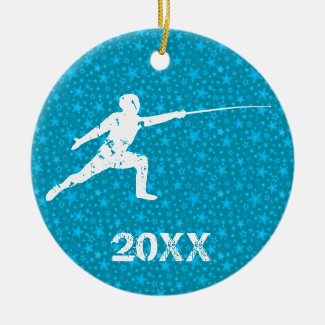 Ornamento De Cerâmica Personalize-o, cercando (Frente)