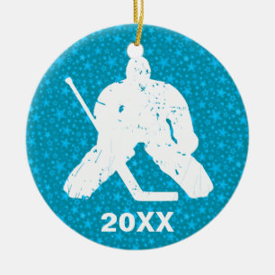 Ornamento De Cerâmica Personalize-o, Goalie do hóquei