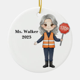 Ornamento De Cerâmica Personalize School Crossing Guard
