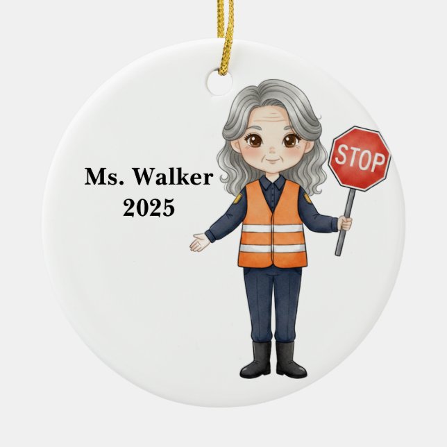 Ornamento De Cerâmica Personalize School Crossing Guard (Frente)