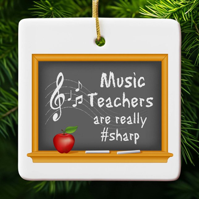 Ornamento De Cerâmica Personalize seus professores de música (Show your appreciation for the sharpest music teacher around!)