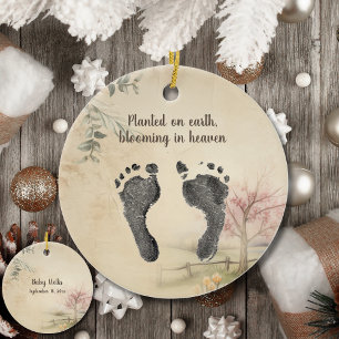 Ornamento De Cerâmica Personalize sua Impressão de Pé do Bebê Memória Vi