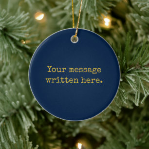 Ornamento De Cerâmica Personalize Sua Mensagem Aqui Personalizado Azul M