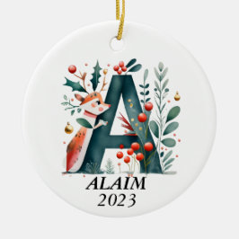 Ornamento De Cerâmica Personalized "A" Initial Christmas Ornament
