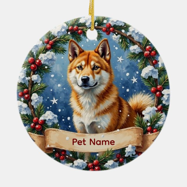 Ornamento De Cerâmica Personalized Akita Christmas (Traseira)