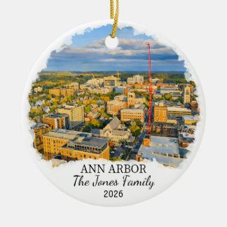 Ornamento De Cerâmica Personalized Ann Arbor Ornament, Custom Michigan