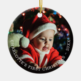 Ornamento De Cerâmica Personalized Baby's First Christmas Photo Template