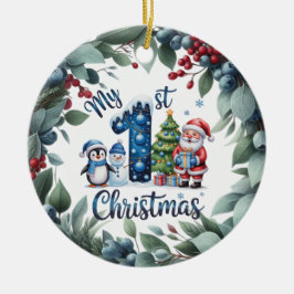 Ornamento De Cerâmica Personalized Baby's First Holiday Keepsake
