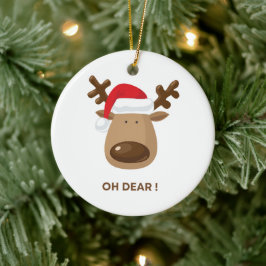 Ornamento De Cerâmica Personalized back note Oh Dear Reindeer Coworkers