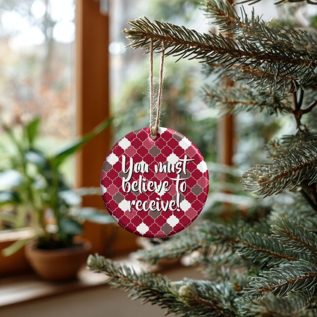 Ornamento De Cerâmica Personalized Believe to Receive (Thoughtful Custom Gift Idea for Milestones, doubles as an ornament or a collectible gift tag.
)