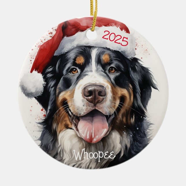 Ornamento De Cerâmica Personalized Bernese Mountain Dog Ornament (Frente)