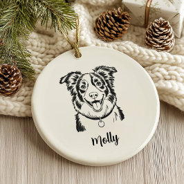Ornamento De Cerâmica Personalized Border Collie Dog Christmas
