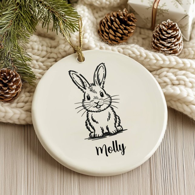 Ornamento De Cerâmica Personalized Bunny Christmas (Criador carregado)